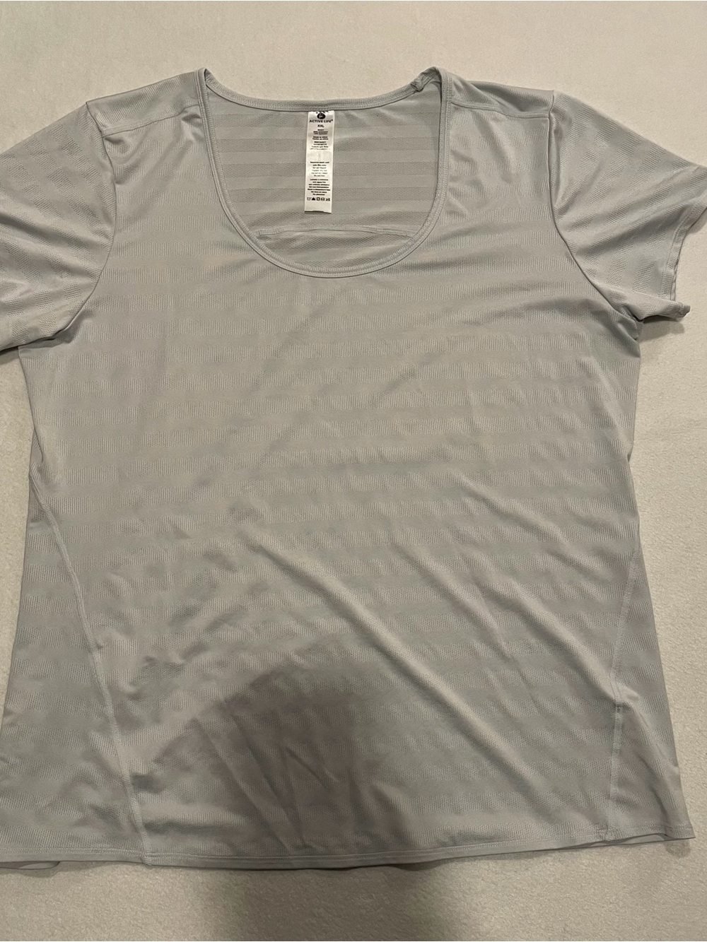 Active Life Gray Women's Scoop Neck Top, XXL
